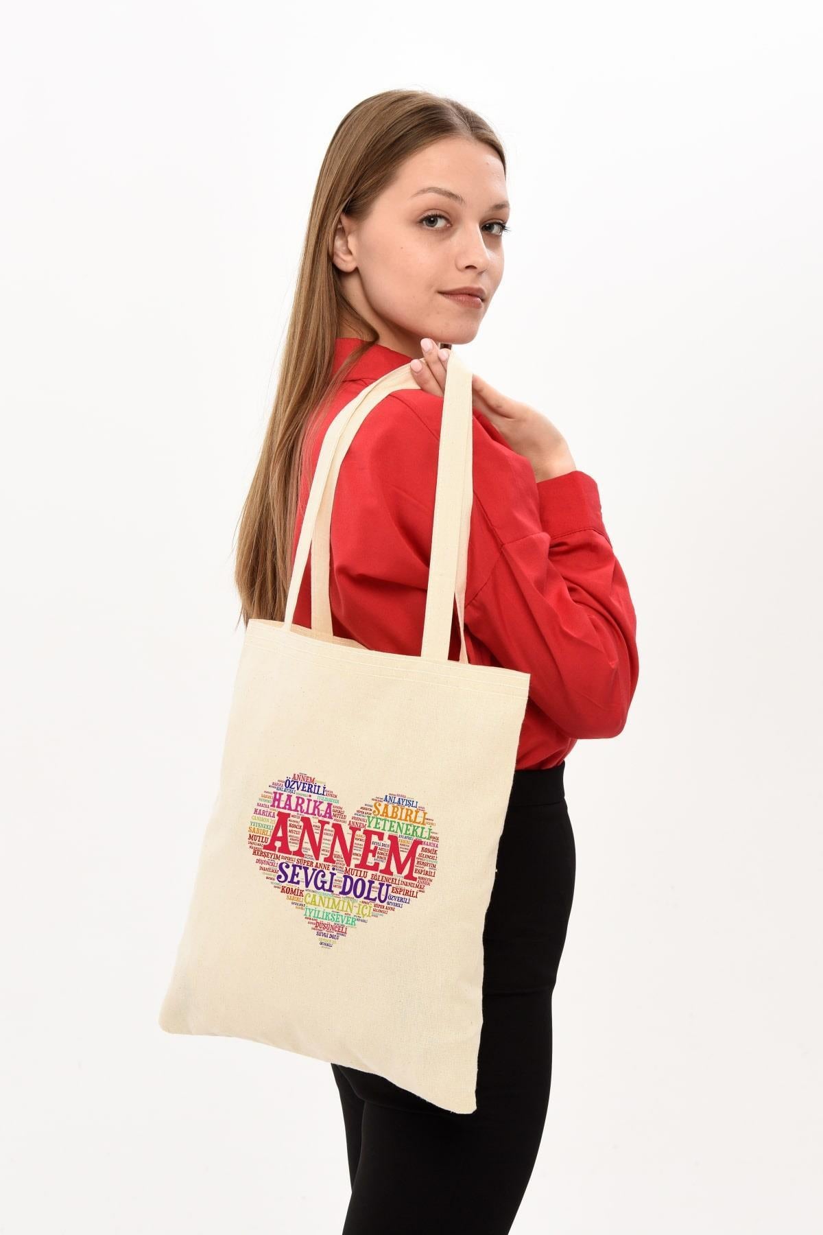 Annem Baskılı Ham Bez Çanta