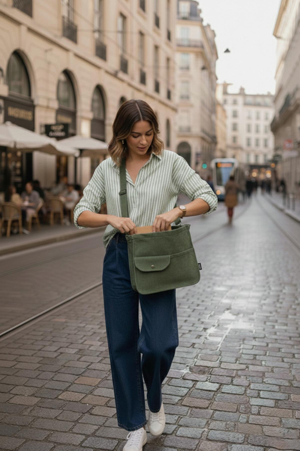 Move Model Koyu Yeşil Kadife Çanta