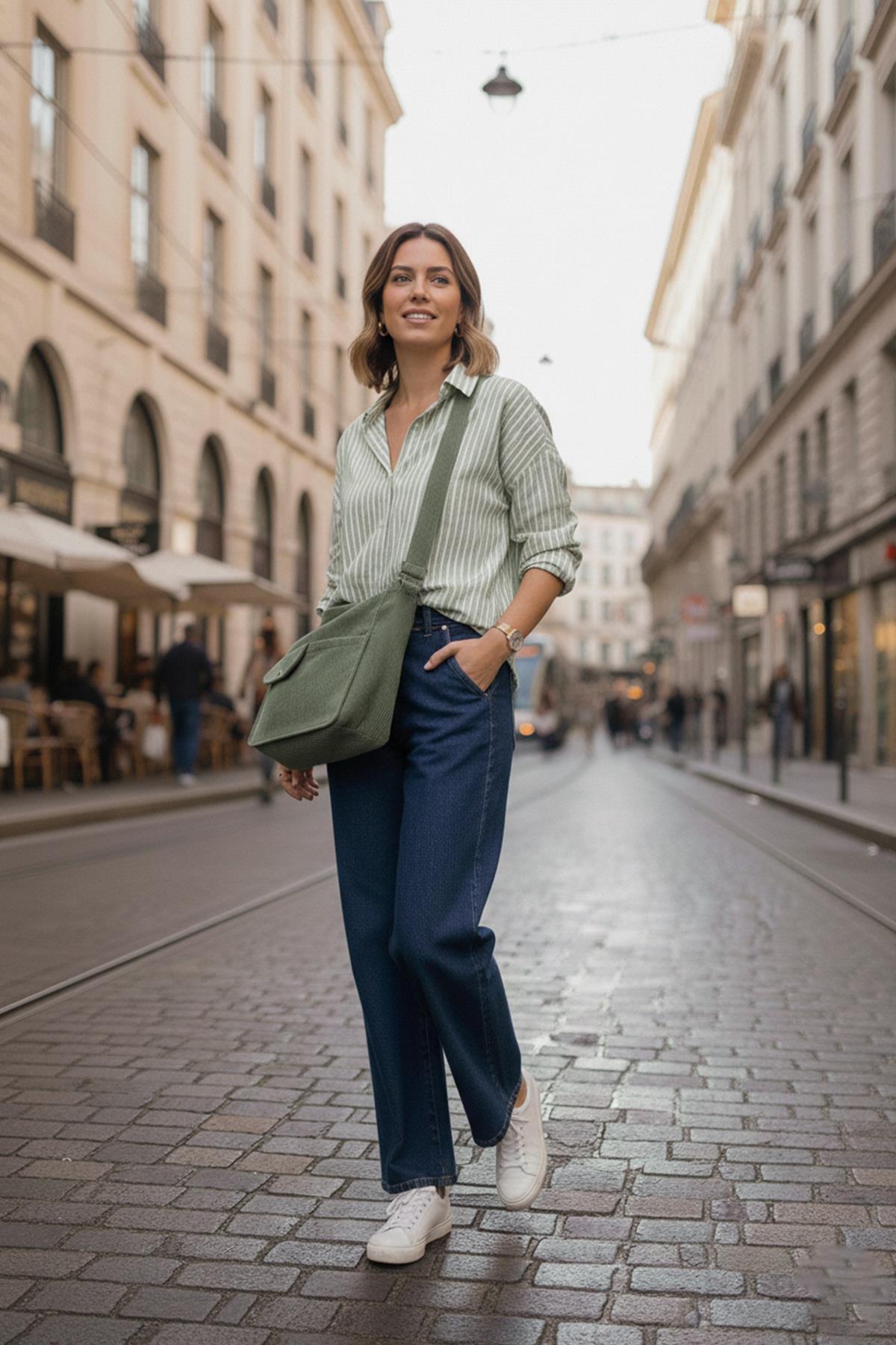 Move Model Koyu Yeşil Kadife Çanta