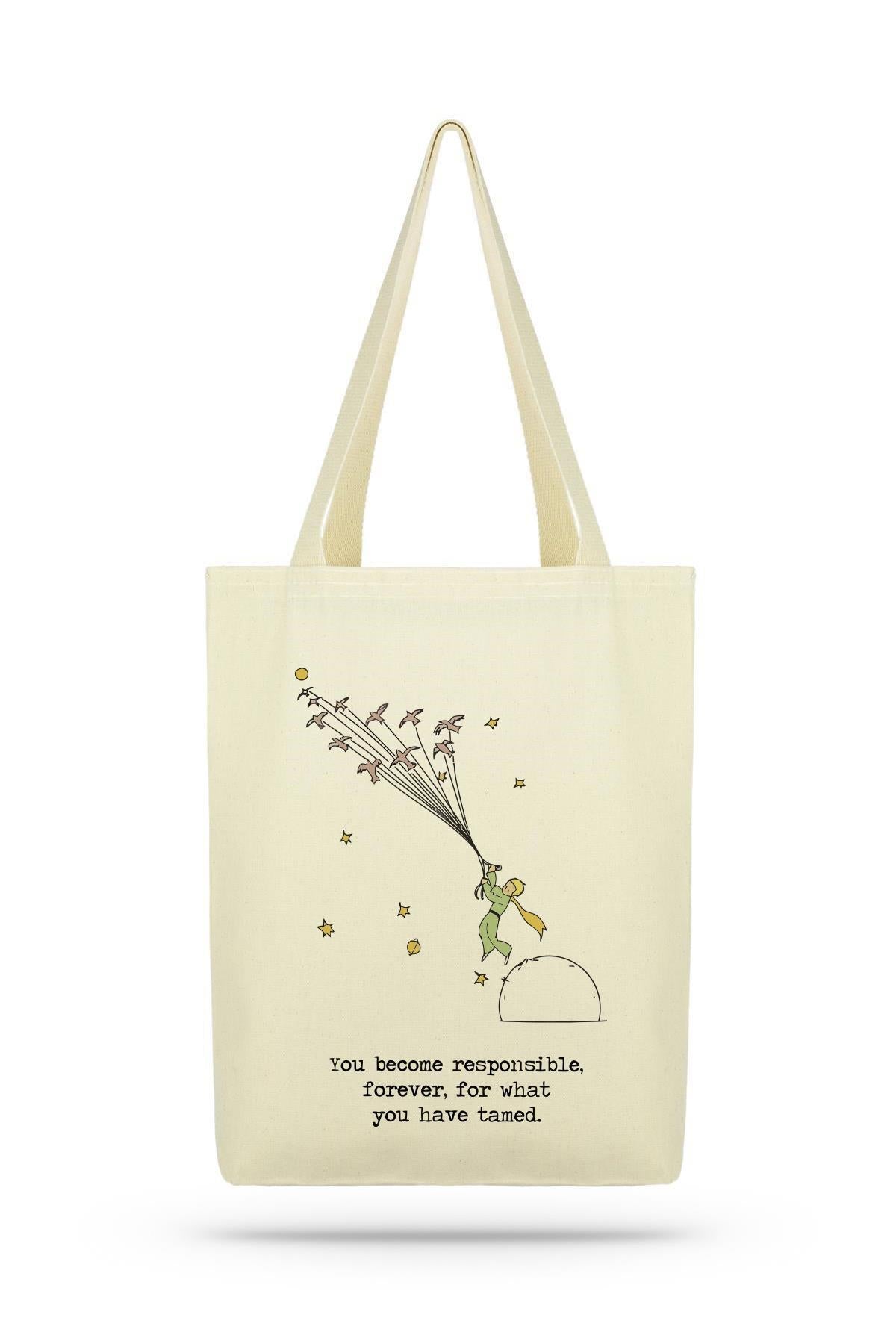 Paket Bird Little Prince Kanvas Kumaş Bez Çanta