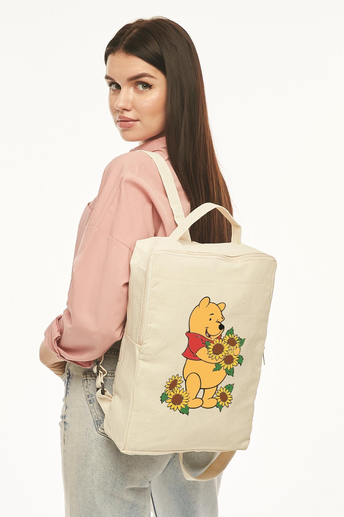 Pooh Baskılı Kanvas Sırt Çantası