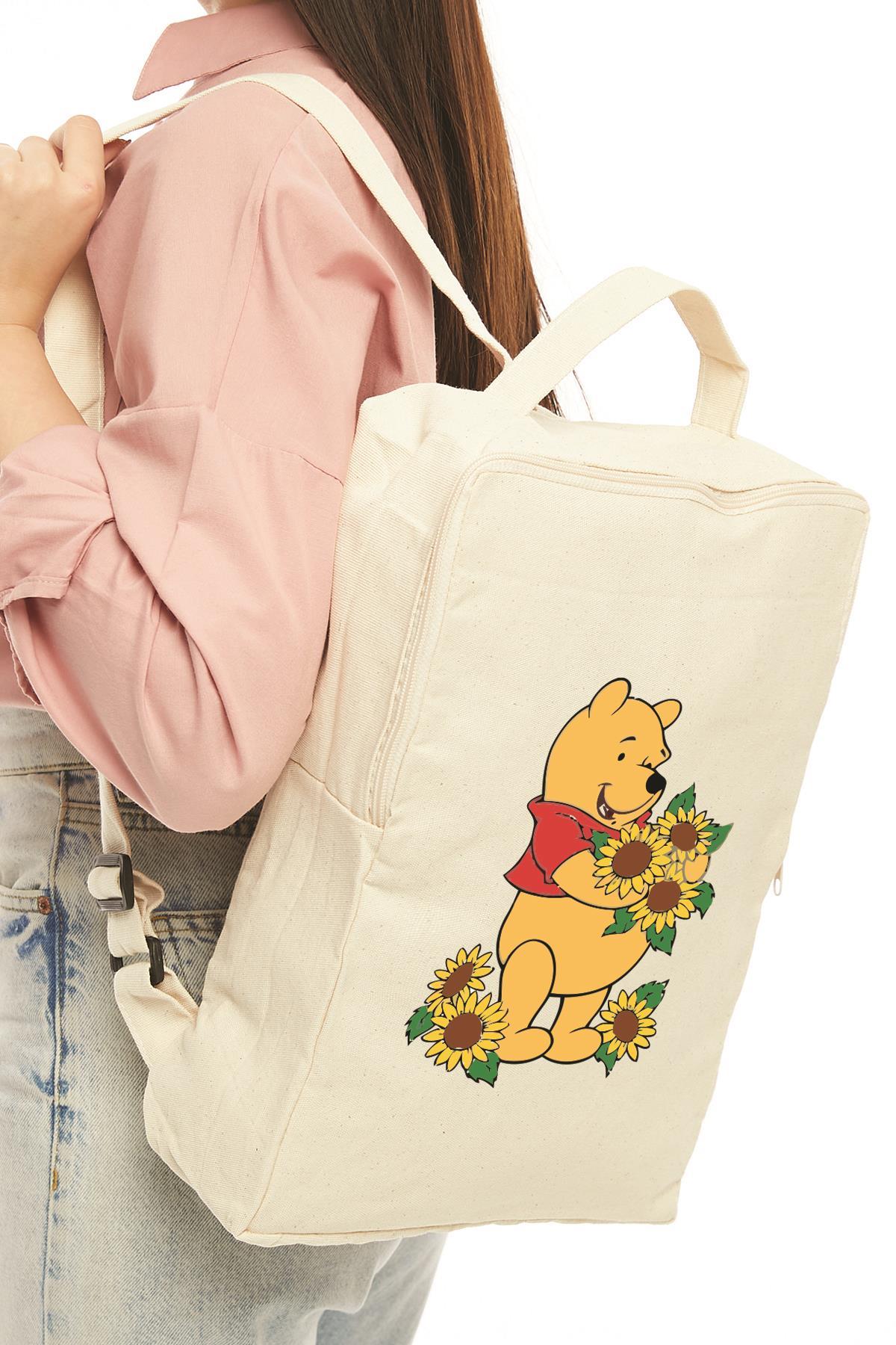 Pooh Baskılı Kanvas Sırt Çantası