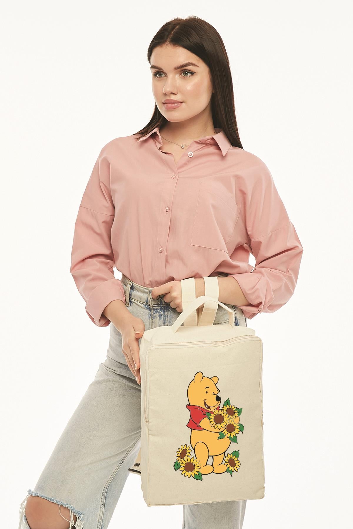 Pooh Baskılı Kanvas Sırt Çantası