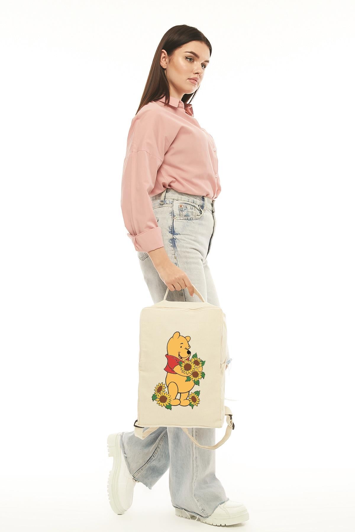 Pooh Baskılı Kanvas Sırt Çantası