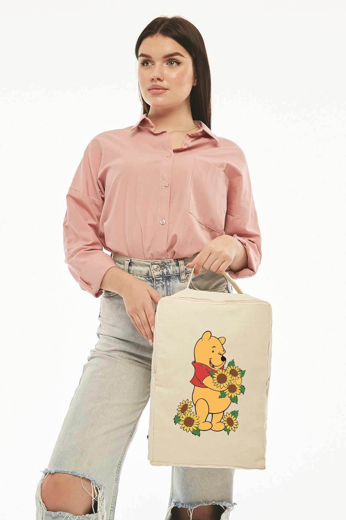 Pooh Baskılı Kanvas Sırt Çantası