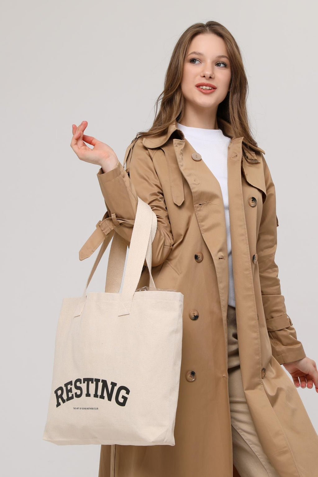 Resting Baskılı Yatay Kanvas Bez Çanta