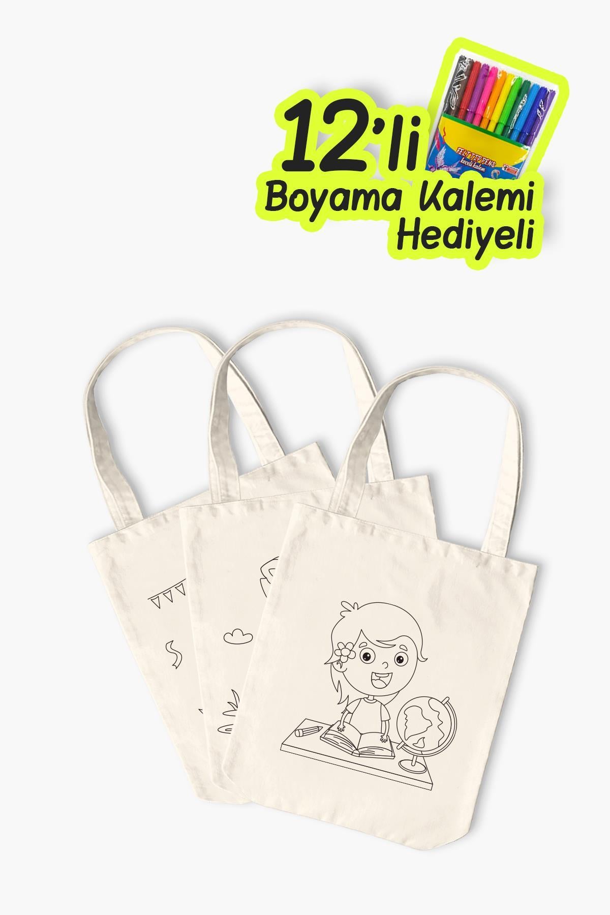 Çocuk Aktiviteleri Desenli Boyama Çantası - 10 Adet