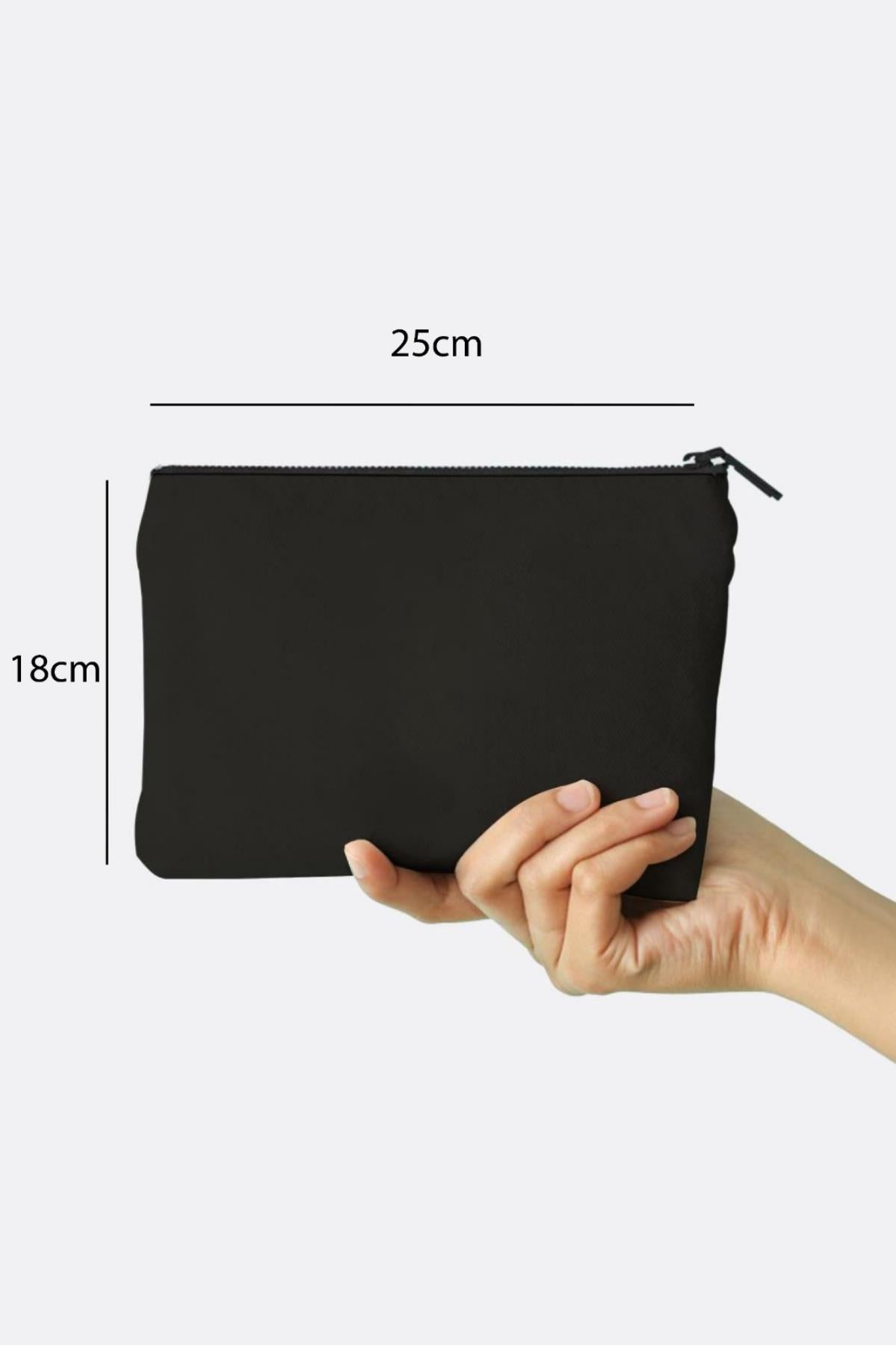 SİYAH Kanvas Kumaş Clutch Çanta ( 25x18cm)