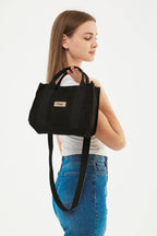 Siyah Kanvas Tote Çanta | 25x20x10