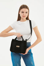 Siyah Kanvas Tote Çanta | 25x20x10
