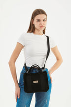 Siyah Kanvas Tote Çanta | 25x20x10
