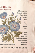 Siyah Kulplu Krem Kanvas Petunia Baskılı Bez Çanta