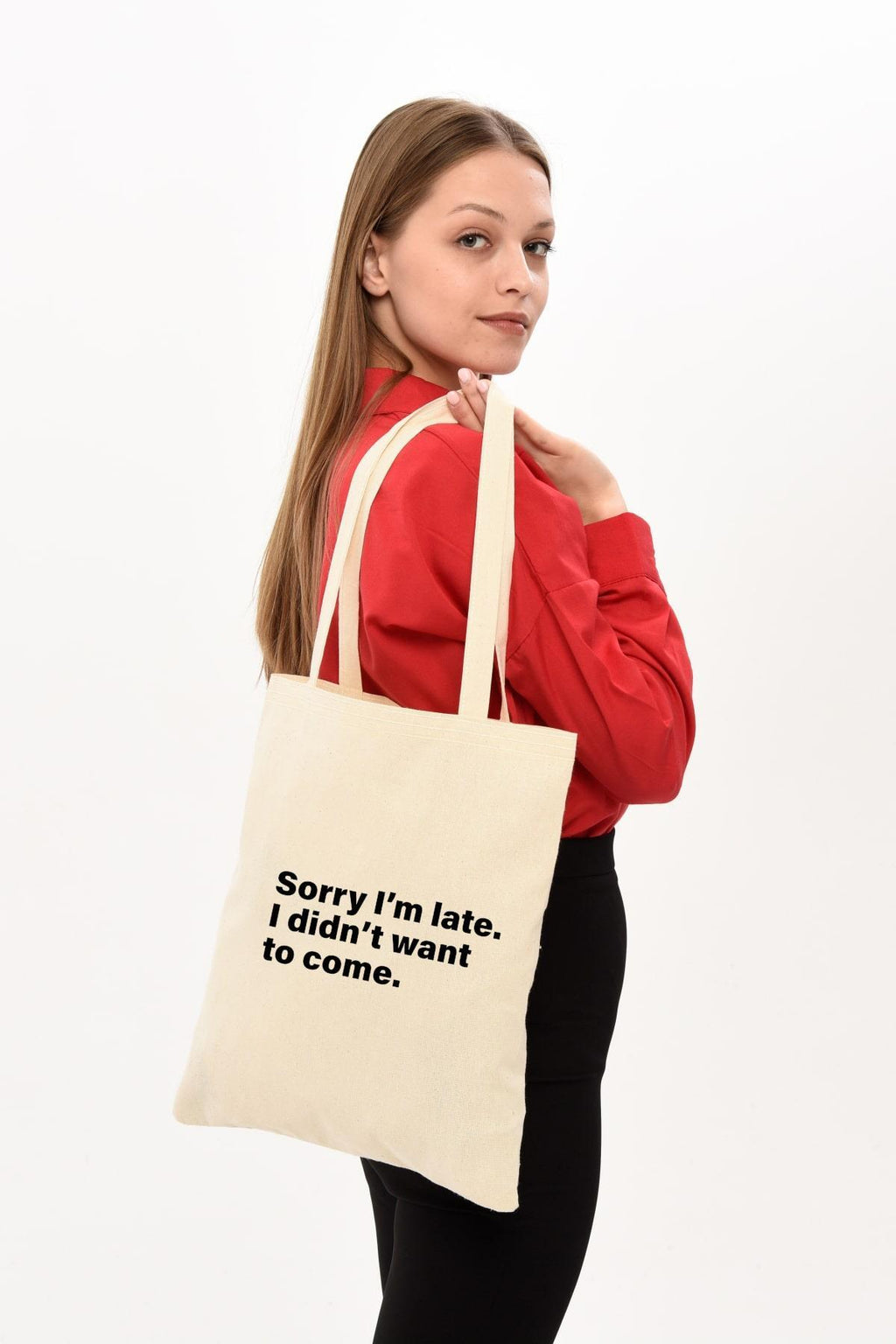 Sory I'm Late Baskılı Ham Bez Çanta
