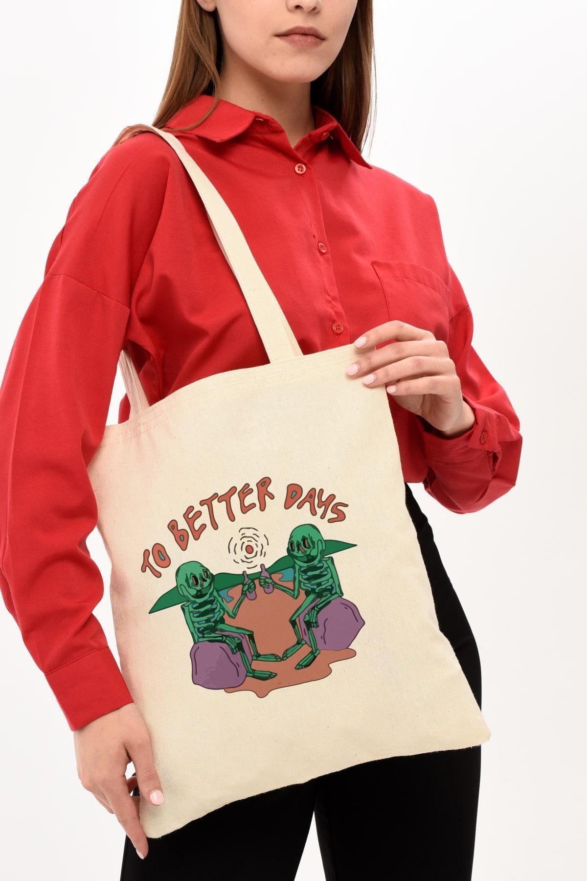 To Better Baskılı Ham Bez Çanta