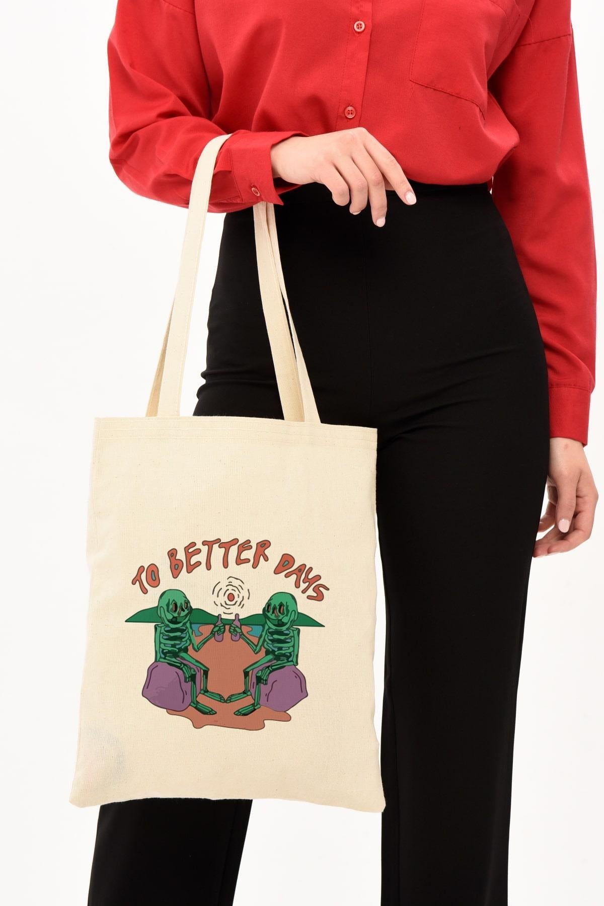 To Better Baskılı Ham Bez Çanta