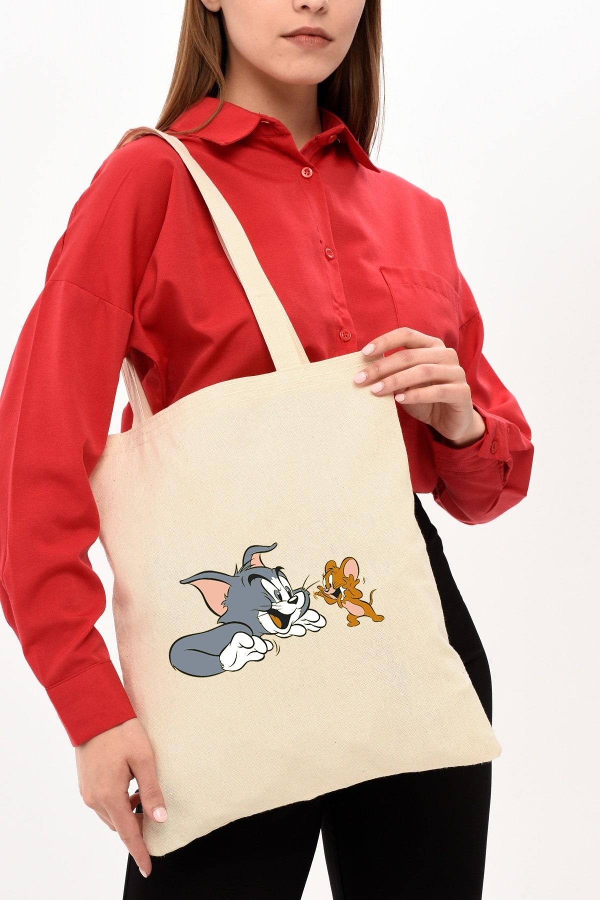 Tom ve Jerry Baskılı Bez Çanta
