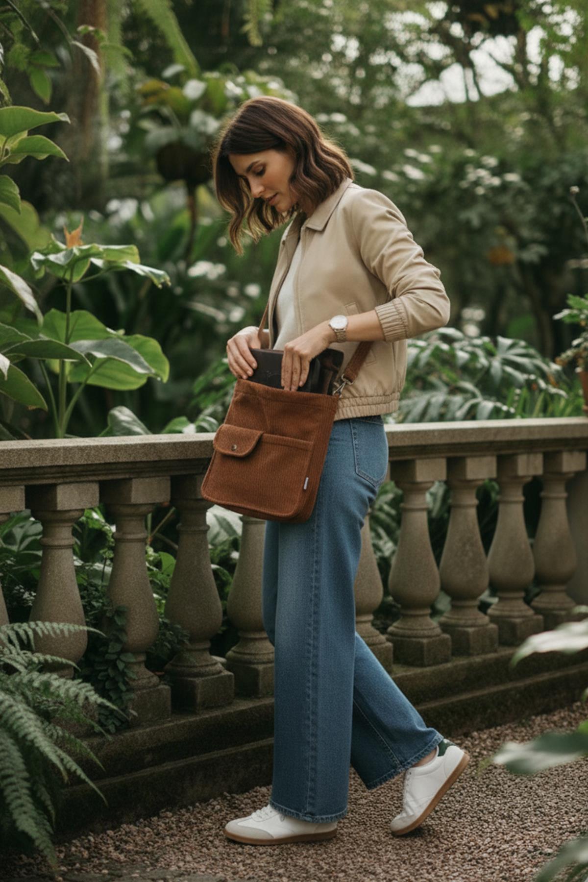 Move Model Kahverengi Kadife Çanta