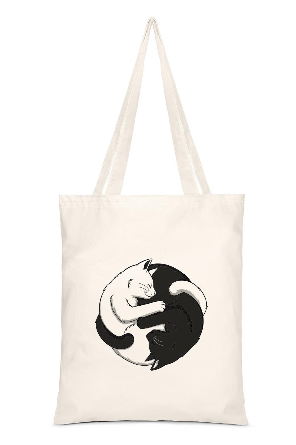 Ying Yang Kediler Baskılı Bez Çanta