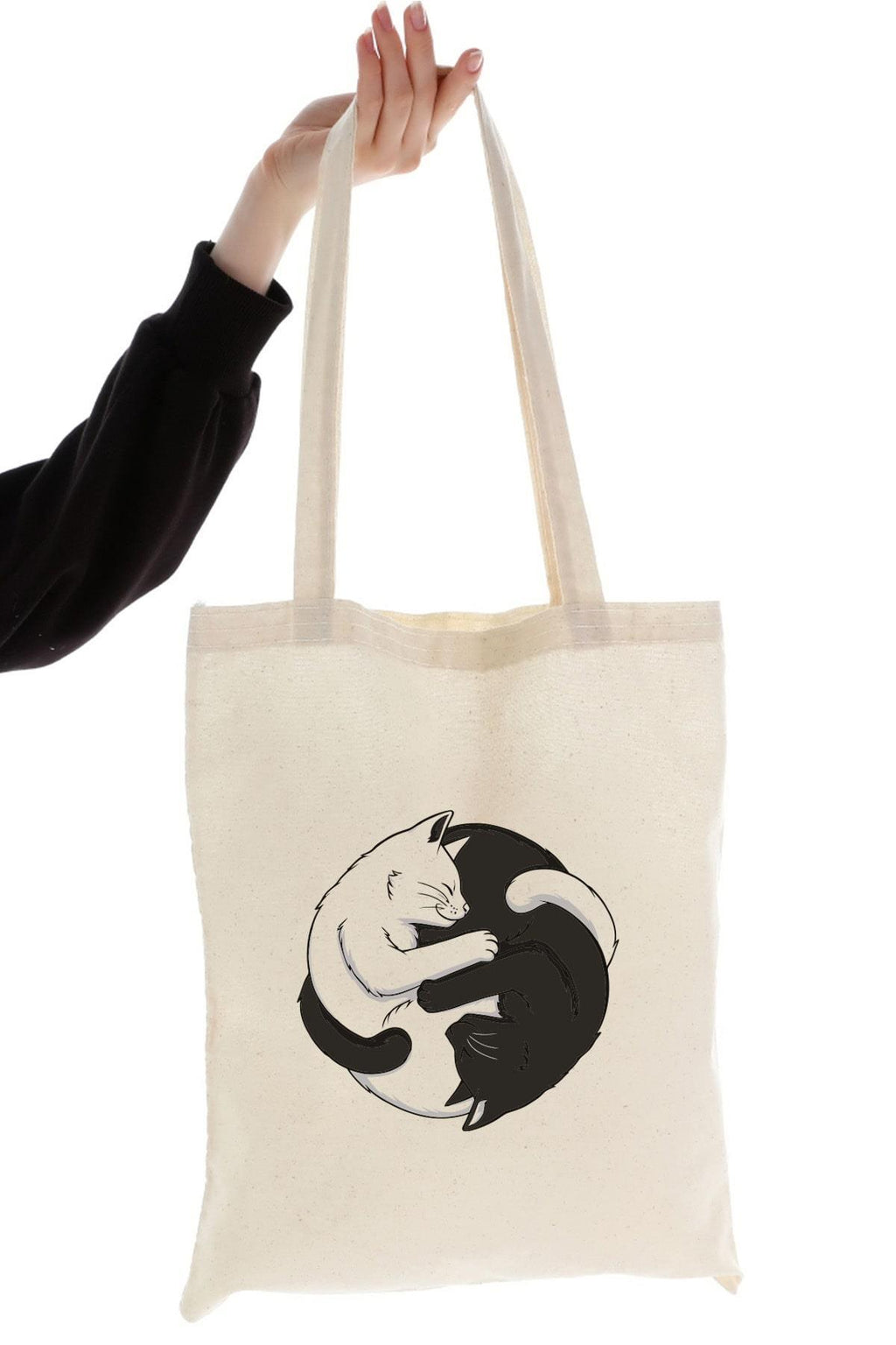 Ying Yang Kediler Baskılı Bez Çanta