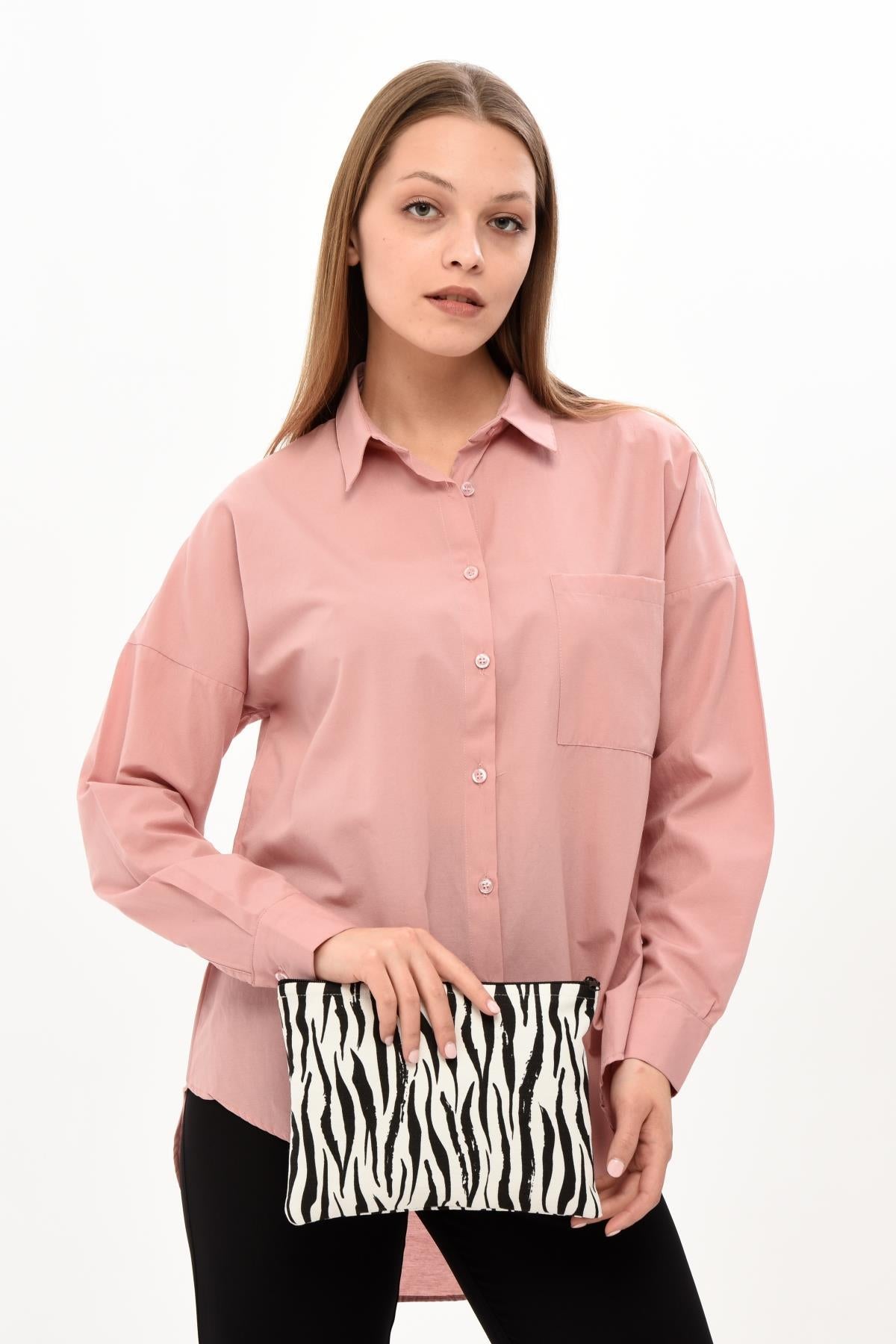 Zebra Desen Clutch Çanta