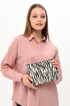 Zebra Desen Clutch Çanta