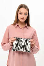 Zebra Desen Clutch Çanta