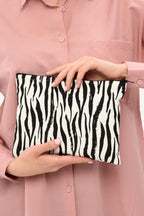Zebra Desen Clutch Çanta