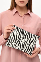 Zebra Desen Clutch Çanta